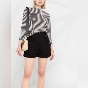 Chloé striped knit jumper top, black and white 100% cotton, size Large